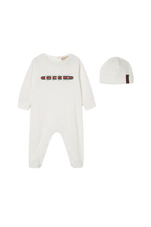 tutina in cotone bianco GUCCI KIDS | 793521XJGPI9214